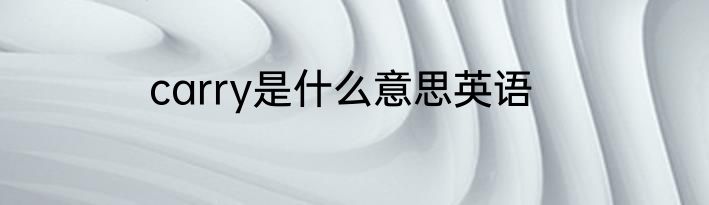 carry是什么意思英语