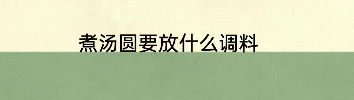 煮汤圆要放什么调料