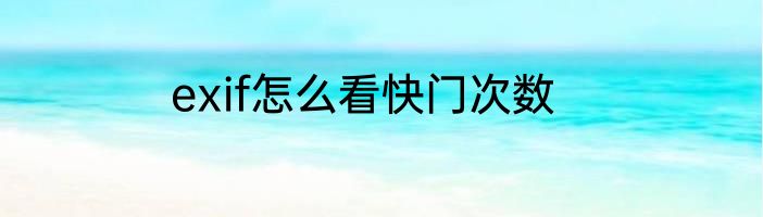 exif怎么看快门次数