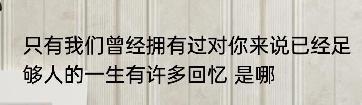 只有我们曾经拥有过对你来说已经足够人的一生有许多回忆 是哪