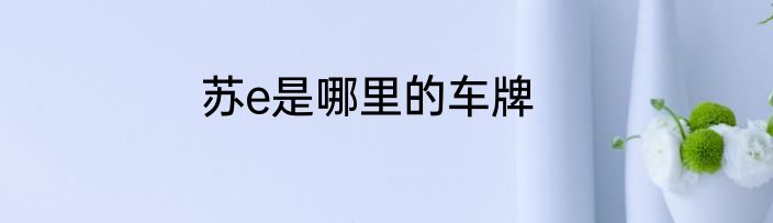 苏e是哪里的车牌