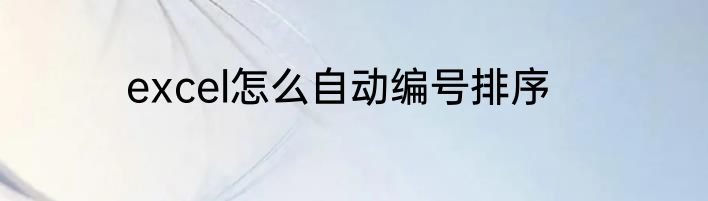 excel怎么自动编号排序