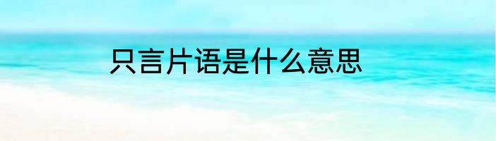 只言片语是什么意思