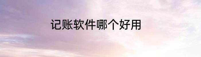 记账软件哪个好用