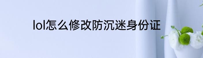 lol怎么修改防沉迷身份证