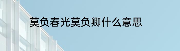 莫负春光莫负卿什么意思