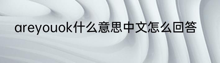 areyouok什么意思中文怎么回答
