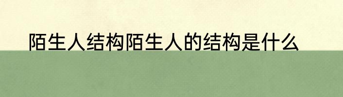 陌生人结构陌生人的结构是什么