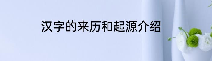 汉字的来历和起源介绍