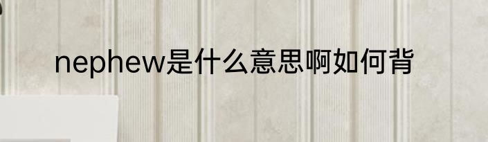 nephew是什么意思啊如何背