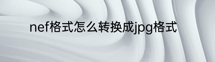 nef格式怎么转换成jpg格式