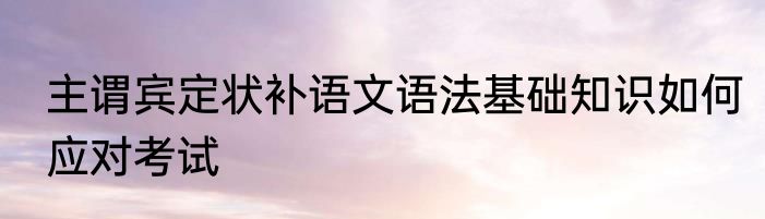 主谓宾定状补语文语法基础知识如何应对考试