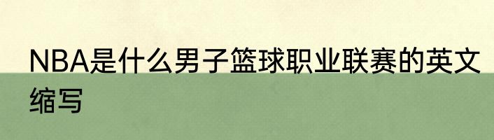 NBA是什么男子篮球职业联赛的英文缩写
