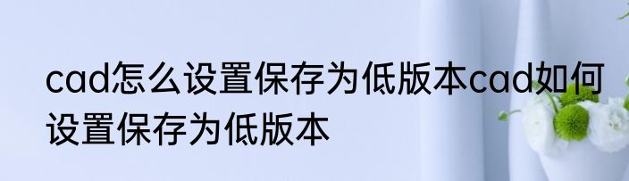 cad怎么设置保存为低版本cad如何设置保存为低版本