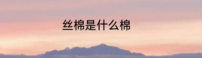 丝棉是什么棉