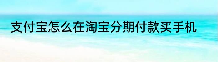 支付宝怎么在淘宝分期付款买手机
