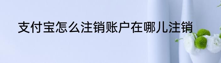 支付宝怎么注销账户在哪儿注销