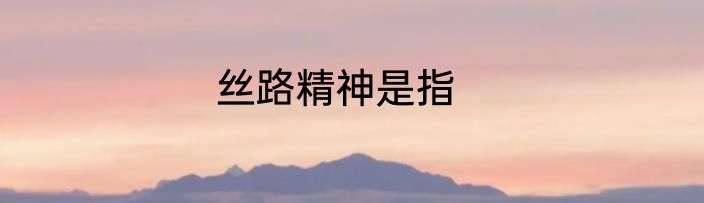 丝路精神是指