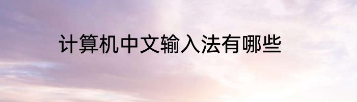 计算机中文输入法有哪些