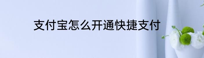 支付宝怎么开通快捷支付