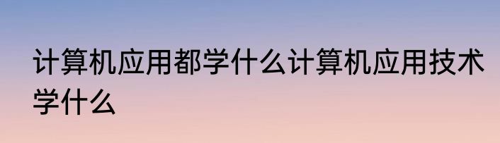计算机应用都学什么计算机应用技术学什么