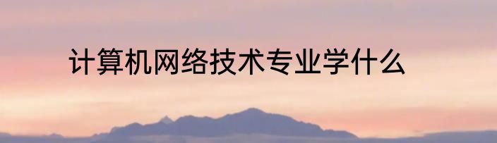 计算机网络技术专业学什么