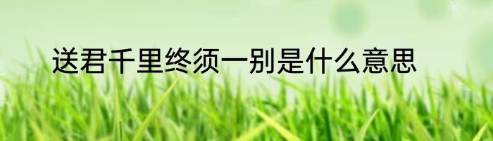 送君千里终须一别是什么意思