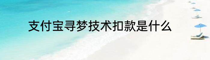 支付宝寻梦技术扣款是什么