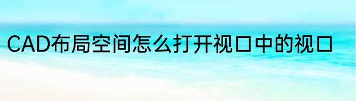 CAD布局空间怎么打开视口中的视口