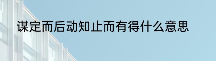 谋定而后动知止而有得什么意思