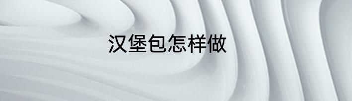 汉堡包怎样做