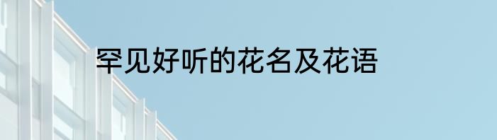 罕见好听的花名及花语