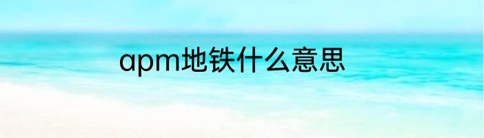 apm地铁什么意思