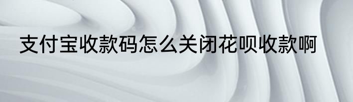 支付宝收款码怎么关闭花呗收款啊