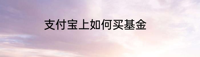 支付宝上如何买基金