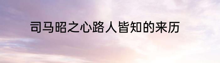 司马昭之心路人皆知的来历