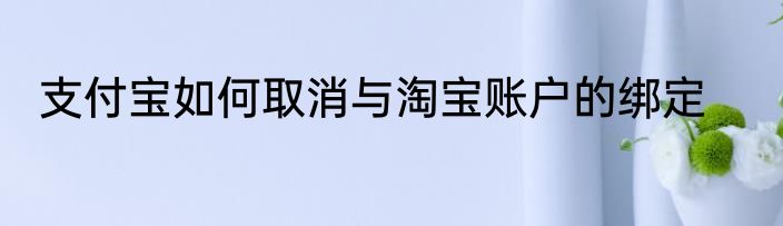 支付宝如何取消与淘宝账户的绑定