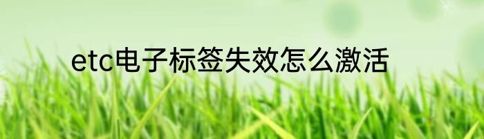 etc电子标签失效怎么激活