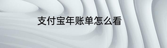 支付宝年账单怎么看