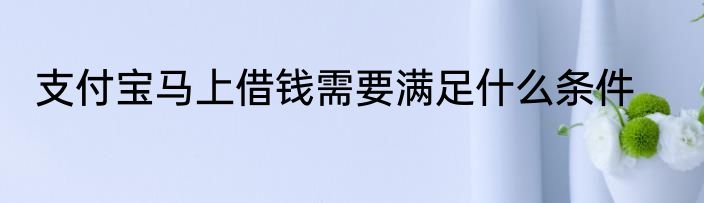 支付宝马上借钱需要满足什么条件
