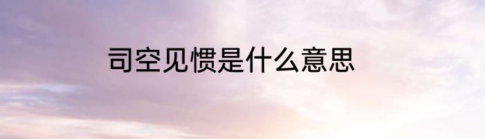 司空见惯是什么意思