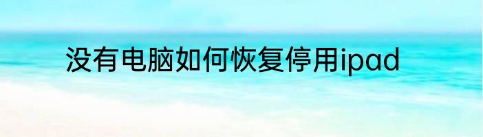 没有电脑如何恢复停用ipad