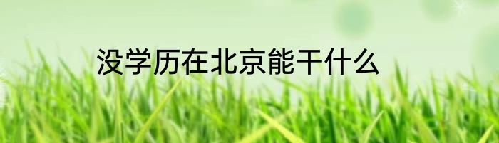 没学历在北京能干什么