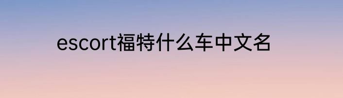 escort福特什么车中文名