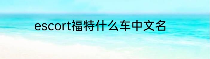 escort福特什么车中文名