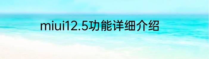 miui12.5功能详细介绍