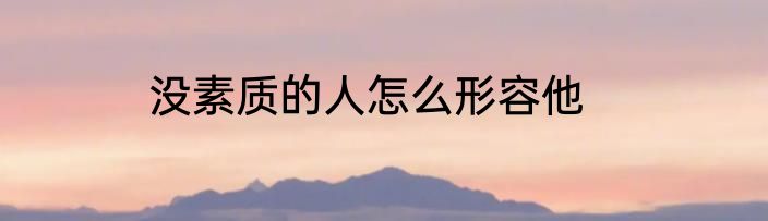 没素质的人怎么形容他