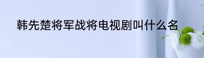 韩先楚将军战将电视剧叫什么名