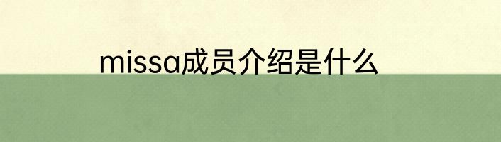 missa成员介绍是什么