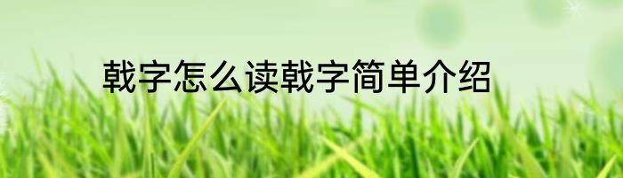 戟字怎么读戟字简单介绍